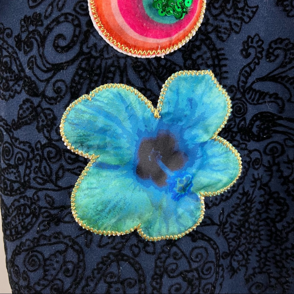 Desigual long sleeve mixed media dress in navy blue - Picture 5 of 7